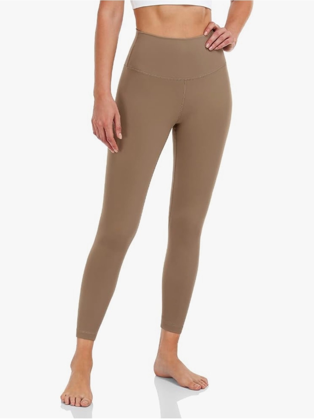 HeyNuts High-Waist 7/8 Length Sculpting Leggings - Taupe